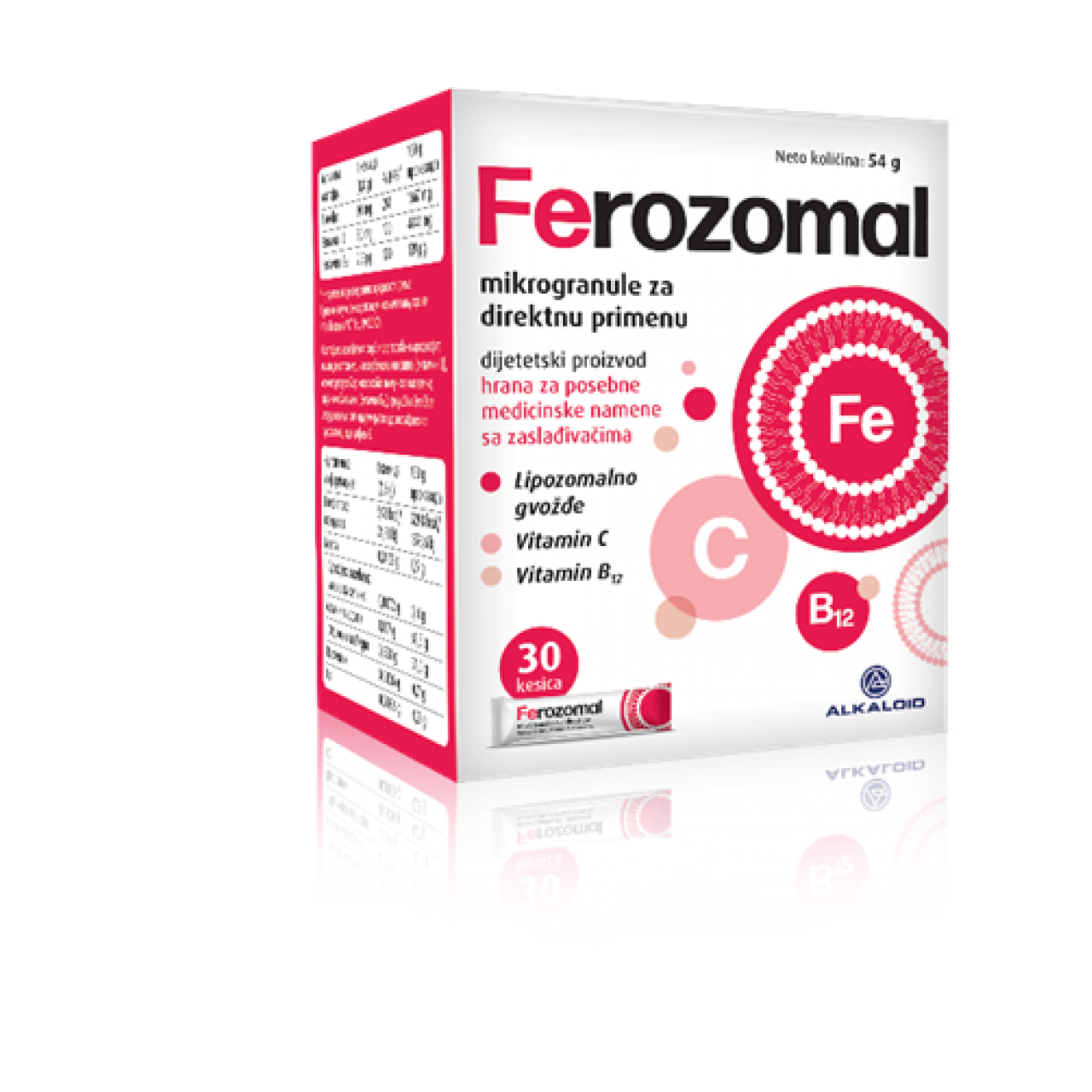 Ferozomal z mikroenkapsuliranim železom ter vitaminoma C in B12