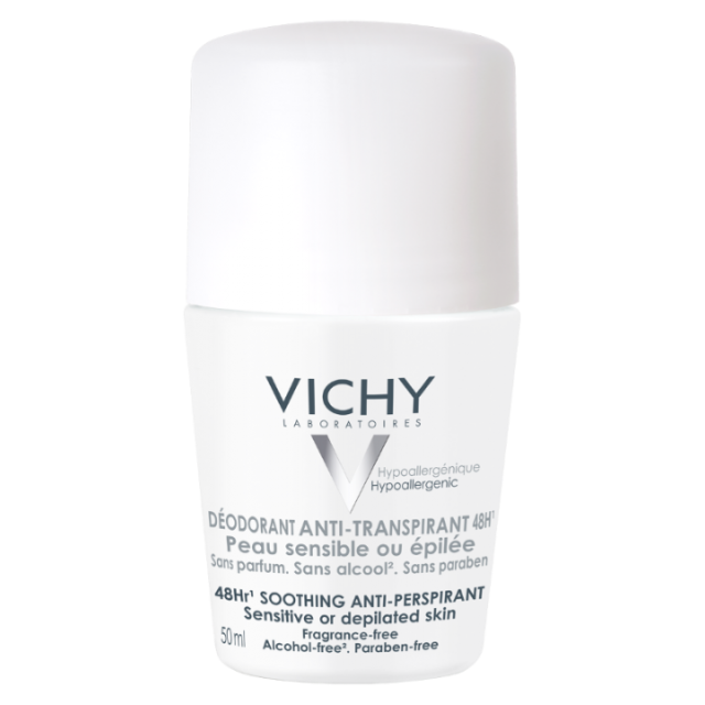 VICHY DÉODORANT Roll-on dezodorans za regulaciju znojenja do 48h za osetljivu i depiliranu kožu, 50 ml