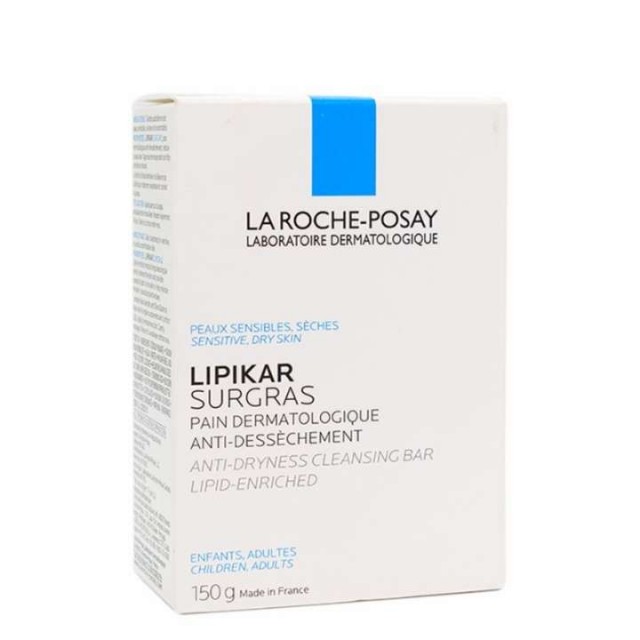 La Roche-Posay LIPIKAR SURGRAS Tvrdi sindet (sapun) obogaćen lipidima za svakodnevno pranje osetljive suve kože praćene osećajem neprijatnosti, pogodno za decu i odrasle, 150 g
