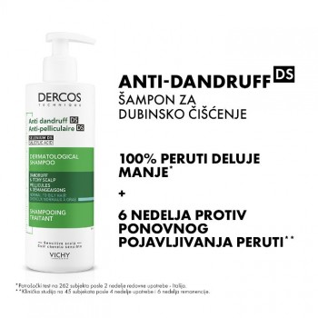 VICHY DERCOS Izuzetno smirujući šampon za osetljivo vlasište, normalna do masna kosa, 390 ml