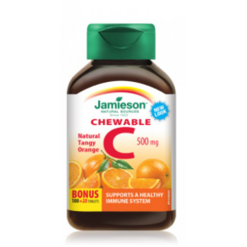 JAMIESON VITAMIN C 500MG NATURAL TANGY ORANGE CHEWABLE TABLETE A100+20