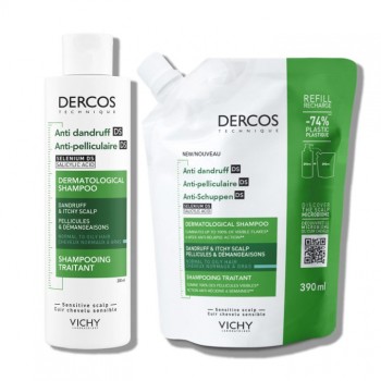 VICHY DERCOS ŠAMPON PROTIV MASNE PERUTI 200ML + EKO REFILL PROTIV MASNE PERUTI 390ML