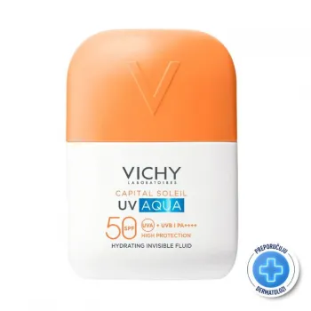 VICHY CAPITAL SOLEIL UV AQUA NEVIDLJIVI HIDRIRAJUĆI FLUID SPF50 VISOKA ZAŠTITA, 50 ml