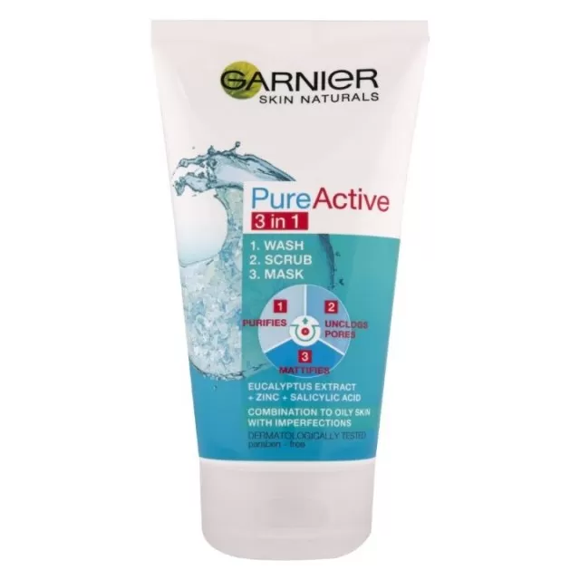 GARNIER SKIN NATURALS PURE ACTIVE 3U1 GEL ZA ČIŠĆENJE+PILING+MASKA 150ML