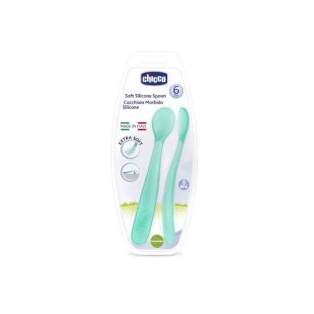 CHICCO SILIKONSKA KAŠIKA PLAVA 6M+ A2