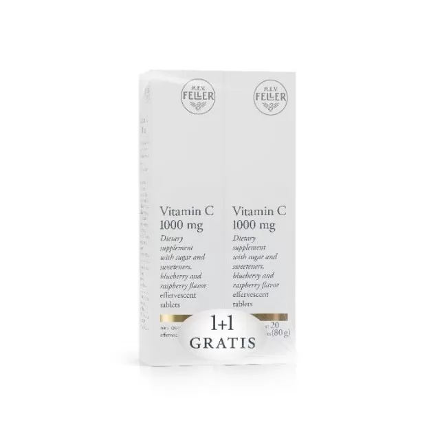 FELLER VITAMIN C 1000MG ŠUMEĆE TABLETE 1+1 GRATIS A20+20