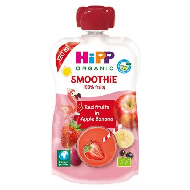 HIPP SMOOTHIE NAPITAK JABUKA I BANANA SA CRVENIM VOĆEM 120ML