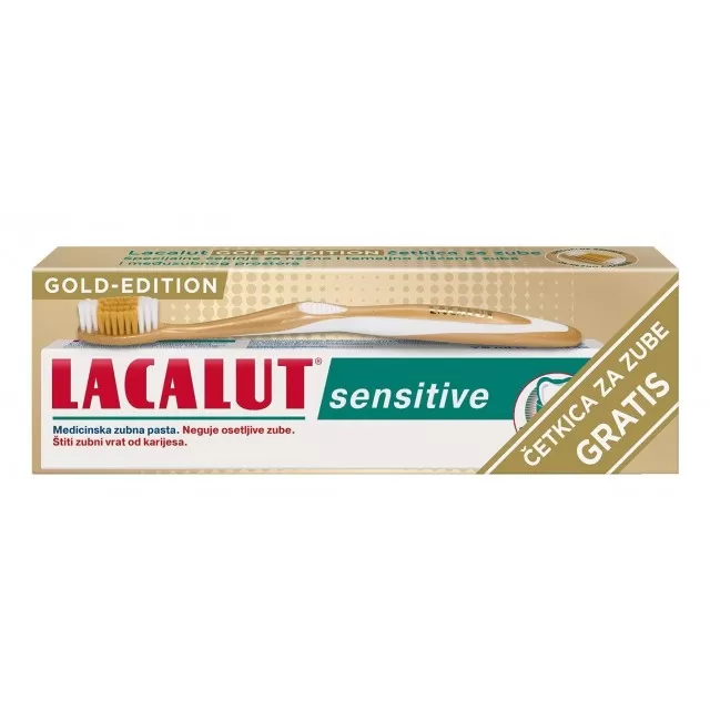 LACALUT SENSITIVE PASTA ZA ZUBE +GRATIS ČETKICA ZA ZUBE - GOLD EDITION