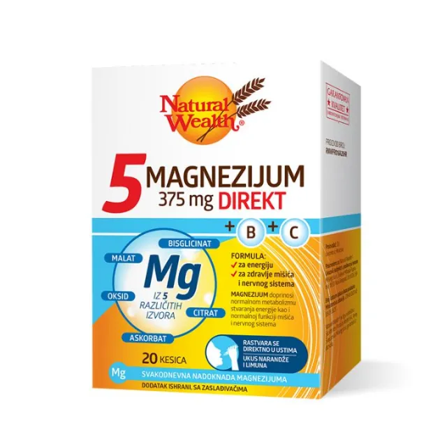 NATURAL WEALTH 5 MAGNEZIJUM 375MG+B+C KESICE A20
