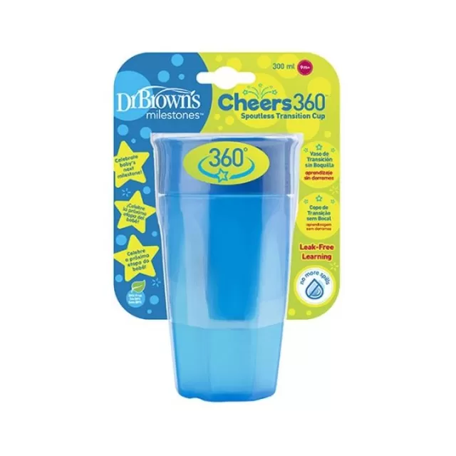 DR BROWNS ŠOLJA 360 STEPENI NO SPILL SA RUČKAMA 300ML - PLAVA