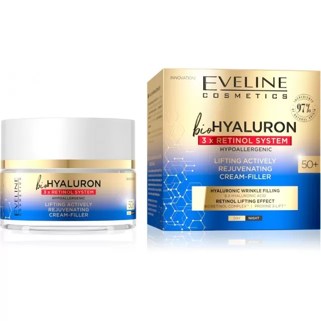 EVELINE BIO HYALURON 3X RETINOL SYSTEM LIFTING REJUVENATING KREMA 50+ 50ML