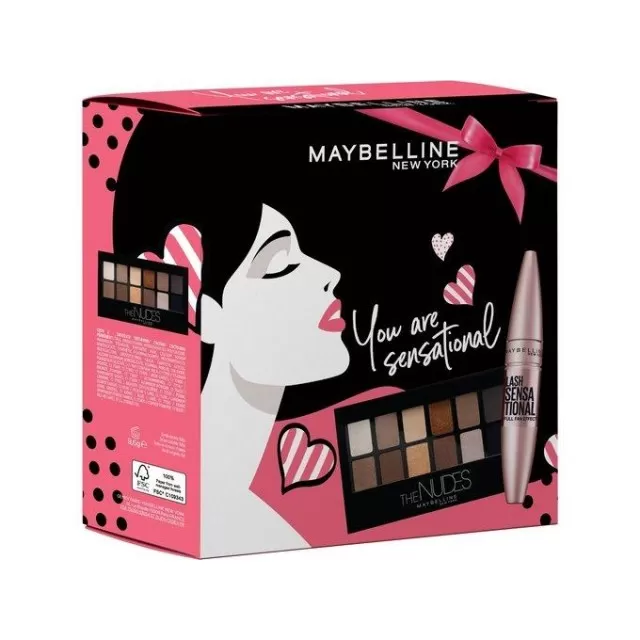 MAYBELLINE SET MASKARA LASH SENSATIONAL+THE NUDES 01 PALETA SENKI ZA OČI