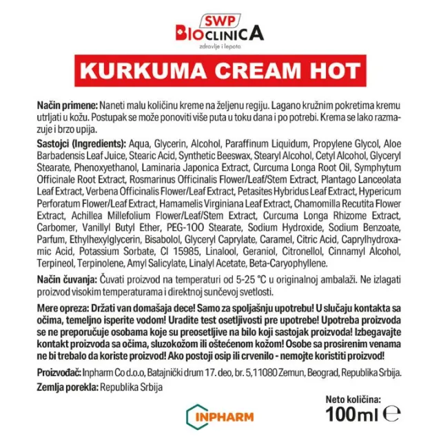 KURKUMA CREAM HOT ZA HRONIČNE BOLOVE U KOSTIMA 100ML