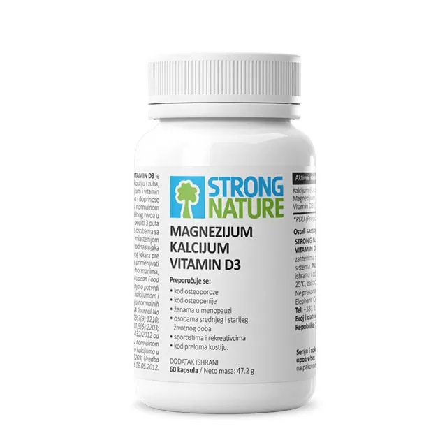 STRONG NATURE MAGNEZIJUM + KALCIJUM + VITAMIN D3 KAPSULE A60