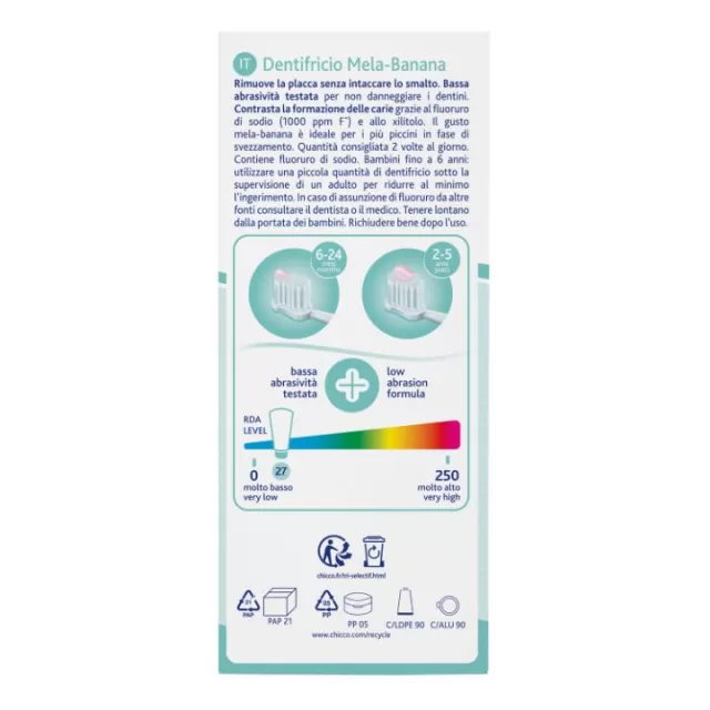 CHICCO PASTA ZA ZUBE JABUKA I BANANA 6-24M, 50ML