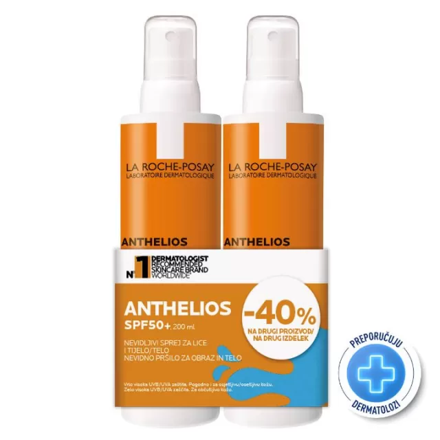 LA ROCHE-POSAY ANTHELIOS PROMO SPF50+ NEVIDLJIVI SPREJ ZA LICE I TELO 2x200ML