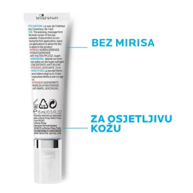 La Roche-Posay REDERMIC RETINOL Intenzivni koncentrat protiv starenja za osetljivu kožu oko očiju, 15 ml