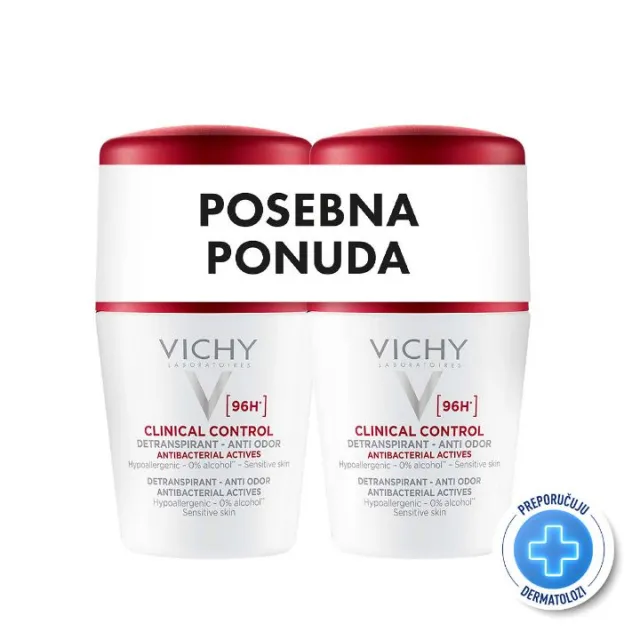 VICHY DEO DUO ROLL-ON 96H ANTIPERSPIRANT 2X50ML