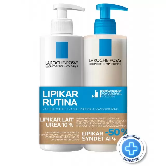 La Roche-Posay PROMO Lipikar Urea 10% Hidratantni losion 400 ml + Sindet 400 ml