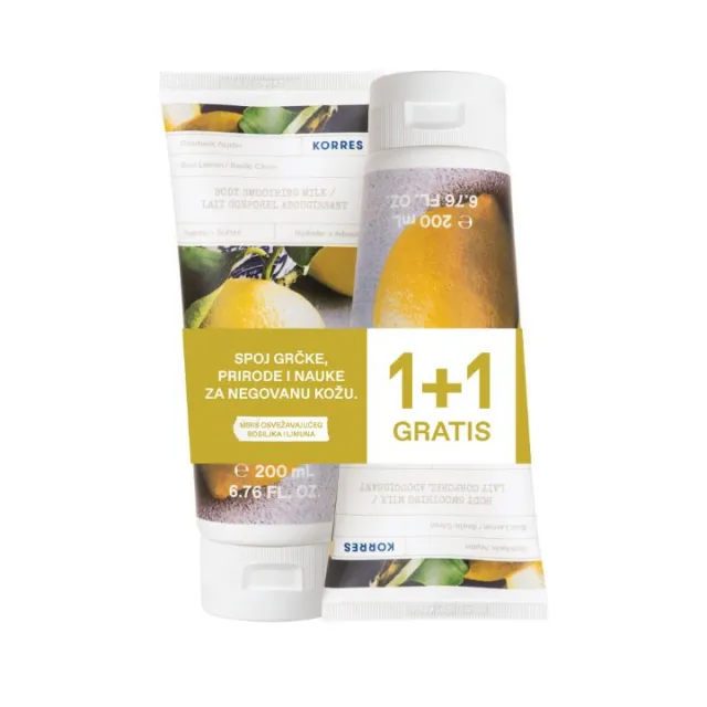 Korres PROMO Basil Lemon Mleko za telo, 2X200ML