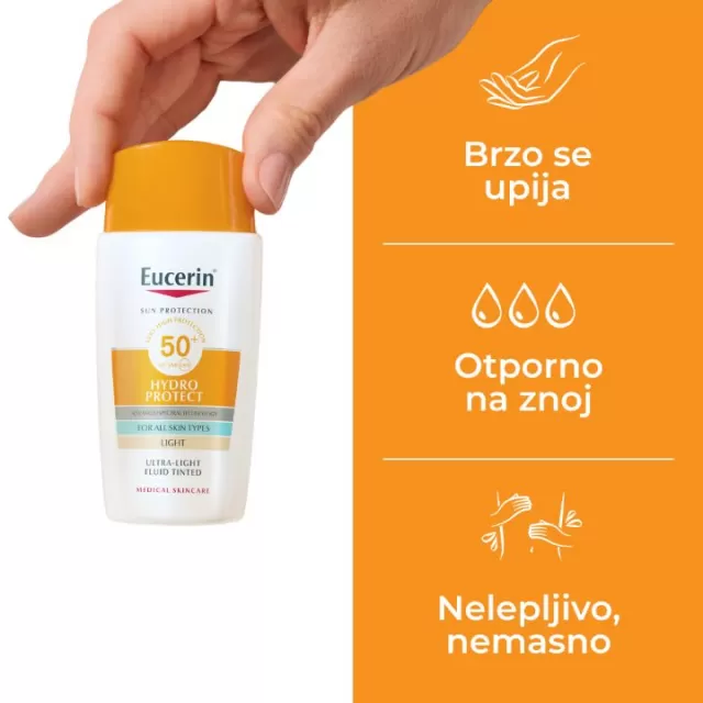 EUCERIN SUN HYDRO PROTECT ULTRALAGANI FLUID ZA ZAŠTITU OD SUNCA SPF50+ SVETLI 50ML