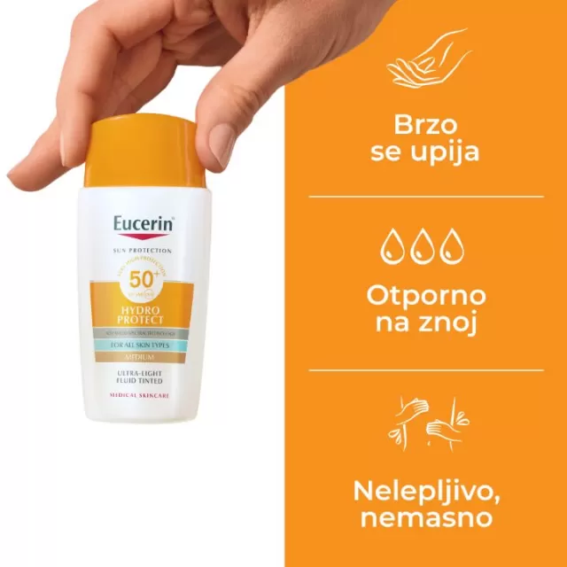 EUCERIN SUN HYDRO PROTECT ULTRALAGANI FLUID ZA ZAŠTITU OD SUNCA SPF50+ TAMNI 50ML