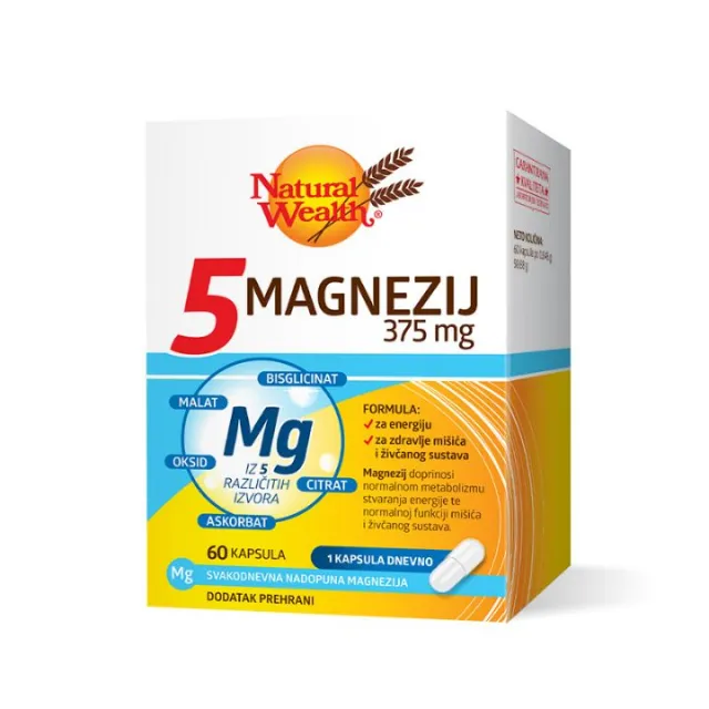 NATURAL WEALTH 5 MAGNEZIJUM 375MG KAPSULE A60