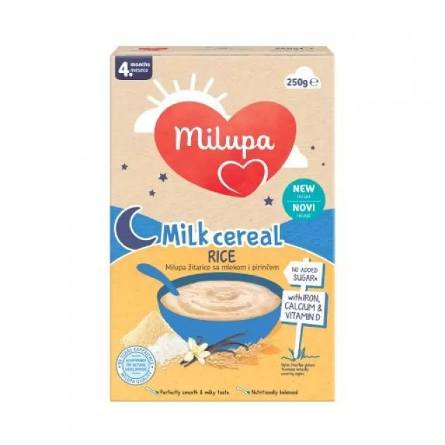 MILUPA ŽITARICE SA MLEKOM I PIRINČEM 4M+ 250G