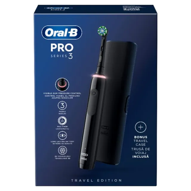ORALB ELEKTRIČNA ČETKICA ZA ZUBE PRO 3 CRNA + KUT 1 KOM