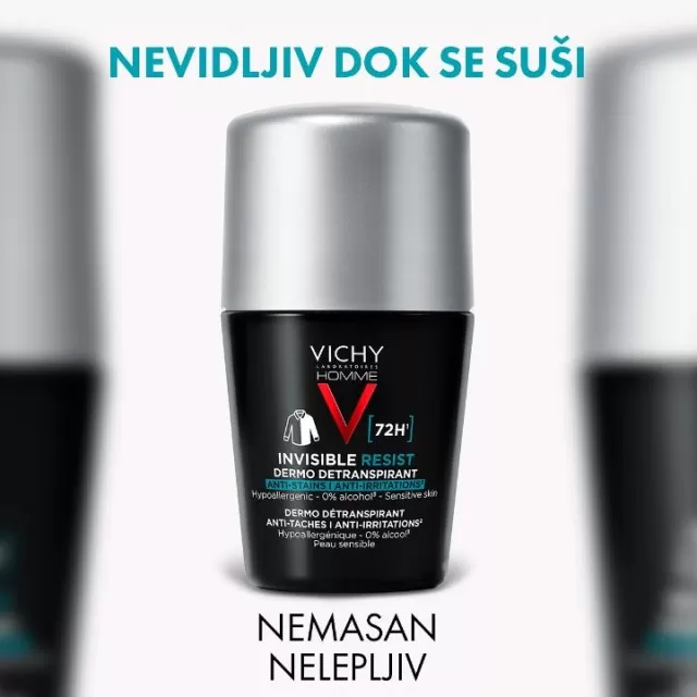 Vichy HOMME - Invisible resist 72h* - Dermo detranspirant - Protiv mrlja I nadraženosti, 50 ml