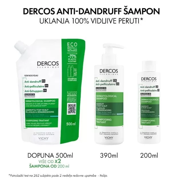 VICHY DERCOS ANTI-DANDRUFF Šampon protiv peruti za normalnu do masnu kosu, 200 ml