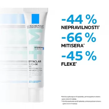 La Roche-Posay EFFACLAR DUO+M Trostruka korektivna nega protiv nepravilnosti masne kože i začepljenih pora, 40 ml + La Roche-Posay EFFACLAR Penušavi gel za čišćenje masne, osetljive kože sklone aknama, 200 ml
