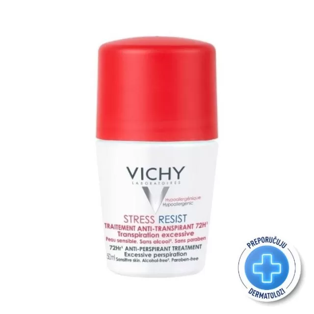 VICHY DÉODORANT Stress resist roll-on dezodorans za regulaciju prekomernog znojenja 72h, 50 ml