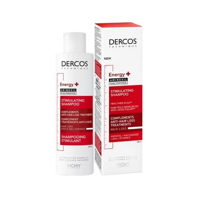 VICHY DERCOS Energetski šampon protiv gubitka kose sa aktivnim sastojkom aminexilom i Vitaminima PP, B5 I B6, 200 ml