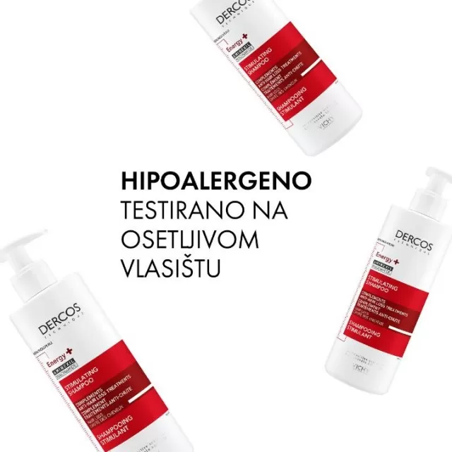 VICHY DERCOS Energetski šampon protiv gubitka kose sa aktivnim sastojkom aminexilom i Vitaminima PP, B5 I B6, 200 ml