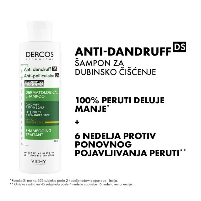 VICHY DERCOS ANTI-DANDRUFF Šampon protiv peruti za suvu kosu, 200 ml