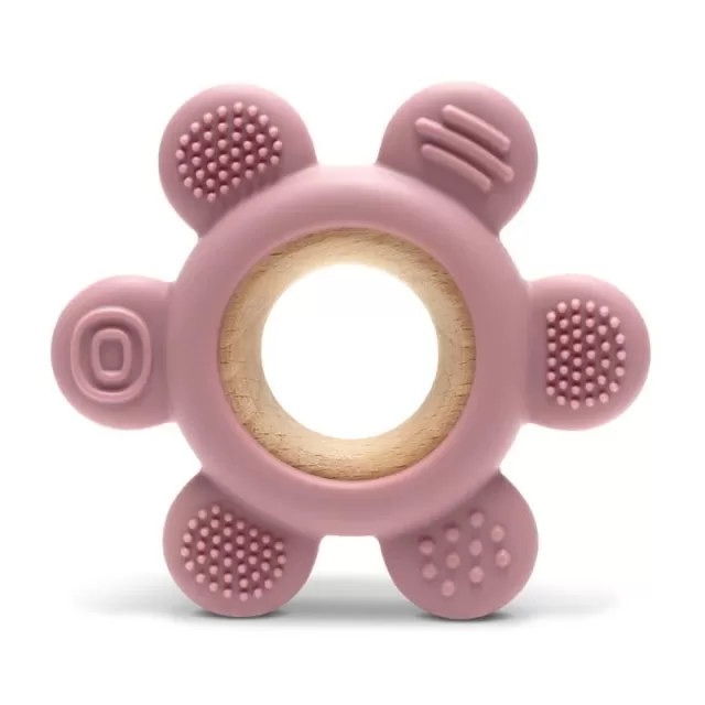 LORELLI SILIKONSKO DRVENA GLODALICA ZA BEBE ROZE