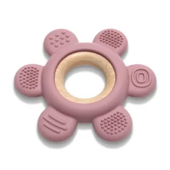 LORELLI SILIKONSKO DRVENA GLODALICA ZA BEBE ROZE