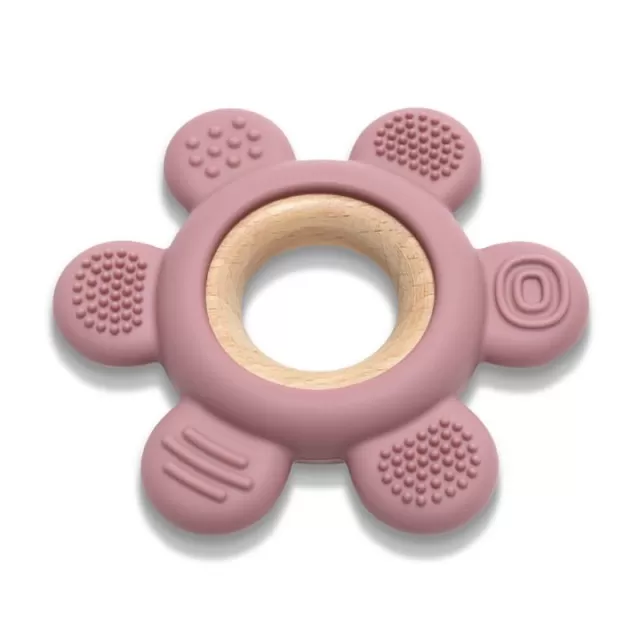 LORELLI SILIKONSKO DRVENA GLODALICA ZA BEBE ROZE