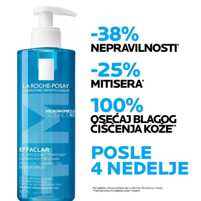 La Roche-Posay EFFACLAR Penušavi gel za čišćenje masne, osetljive kože sklone aknama, 400 ml