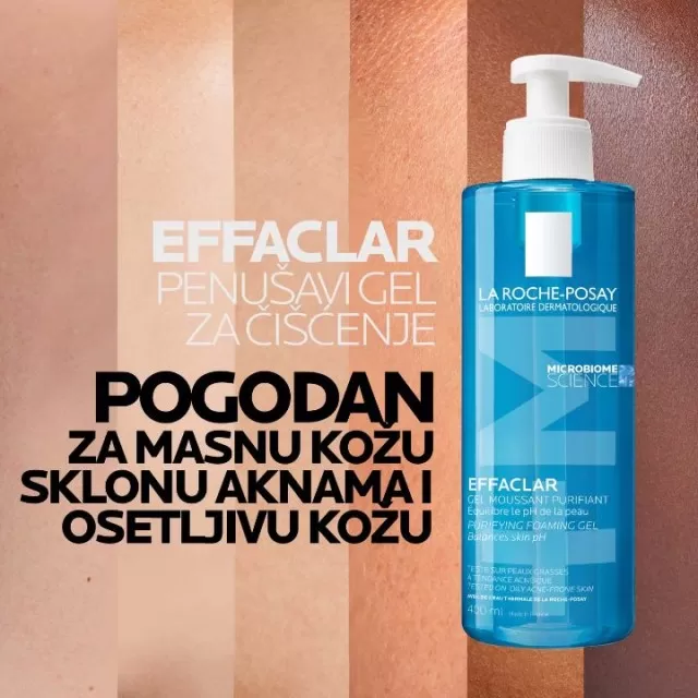 La Roche-Posay EFFACLAR Penušavi gel za čišćenje masne, osetljive kože sklone aknama, 400 ml