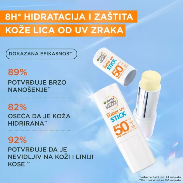GARNIER AMBRE SOLAIRE UV NEVIDLJIVI STIK ZA LICE ZA ZAŠTITU OD SUNCA SPF50+ 9ML