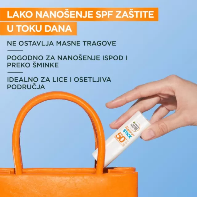 GARNIER AMBRE SOLAIRE UV NEVIDLJIVI STIK ZA LICE ZA ZAŠTITU OD SUNCA SPF50+ 9ML