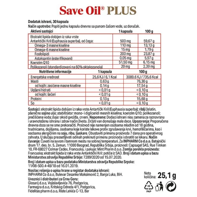 SAVE OIL PLUS 30 KAPSULA