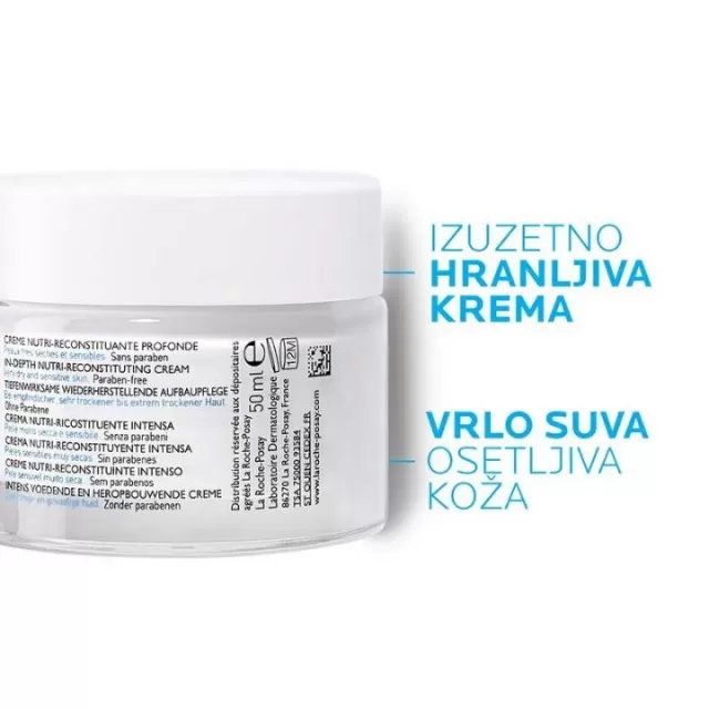 La Roche-Posay NUTRITIC INTENSE Dubinska nega za intenzivno obnavljanje suve do vrlo suve kože lica, protiv zategnutosti i žarenja, 50 ml