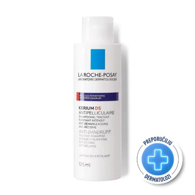 La Roche-Posay KERIUM DS Intenzivni šampon protiv peruti i svraba s mikroljuštećom LHA, 125 ml