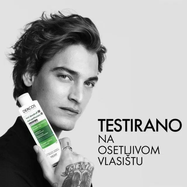 VICHY DERCOS Izuzetno smirujući šampon za osetljivo vlasište, normalna do masna kosa, 390 ml