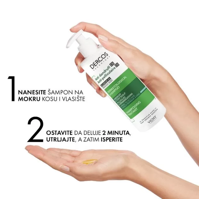 VICHY DERCOS Izuzetno smirujući šampon za osetljivo vlasište, normalna do masna kosa, 390 ml