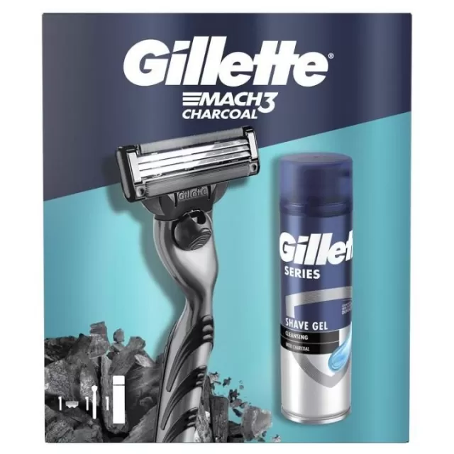 GILLETE SET MACH3 CHARCOAL ( BRIJAČ + GEL ZA BRIJANJE 200ML )