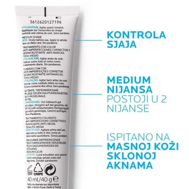 La Roche-Posay EFFACLAR DUO(+) UNIFIANT Ujednačujuća korektivna nega protiv nepravilnosti masne kože, 40 ml, Medium